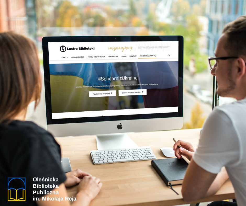 Grafika promująca serwis Solidarni z Ukrainą na stronie Lustra Biblioteki